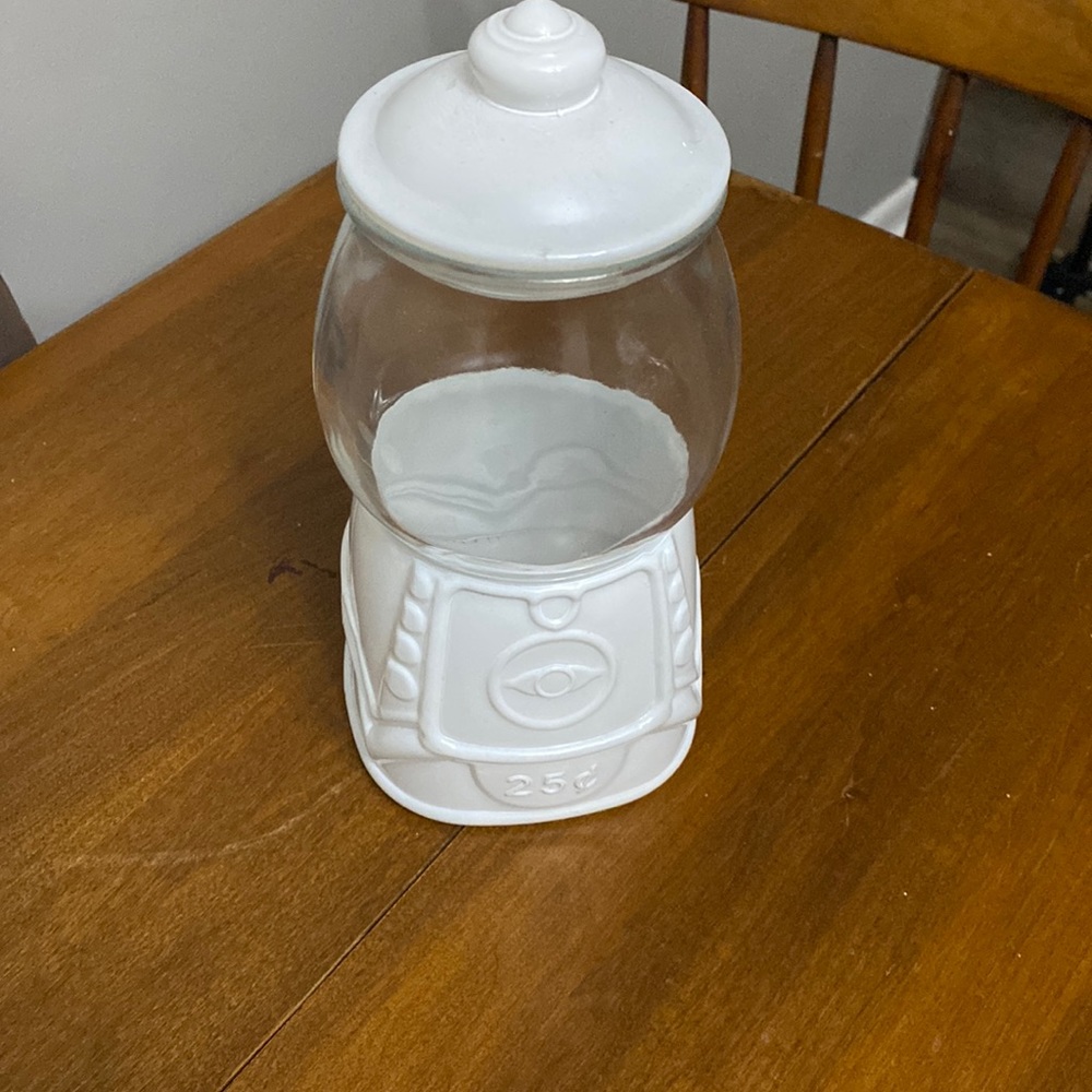 Glass candy dish about 9 inches tall